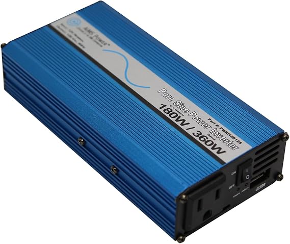AIMS 180W 12V Pure Sine Inverter 120V ETL Listed with USB Includes Cable