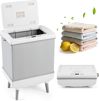 COSTWAY 35L Large Towel Warmer for Bathroom, Luxury Foldable Towel Heater & Dryer, Auto-Off & Delay Start, Portable Hot Blanket Warmer Fits up to 3 Oversized 45 x 70 Towels for Family (Grey)
