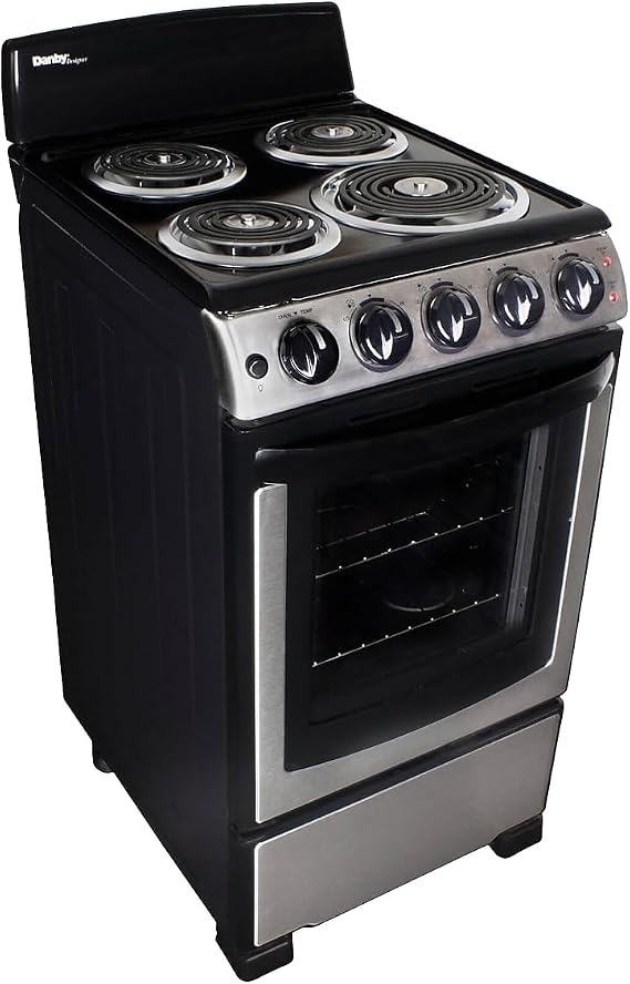 20" Electric Range, Coil Elements,Glass Door Window,Push & Turn Knobs