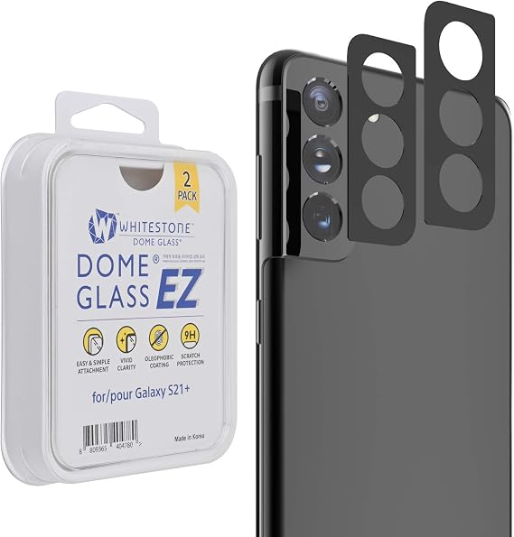 Whitestone DOME Camera EZ Type [Easy Installation] Tempered Glass Lens Protector for Galaxy S21 Plus [2Pack]
