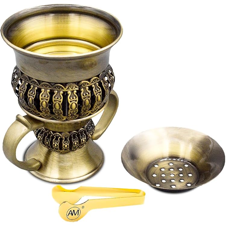 AM Regal Metal Incense Burner - Bakhoor Burner Mubkhara Frankincense Resin Burner - Ideal for Yoga, Spa & Aromatherapy Bronze