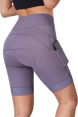 BERGRISAR 4D Padded Bike Shorts Women Cycling Shorts with Pockets Bicycle Biking Shorts