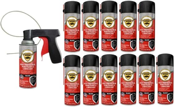 woolwax 12 Oz Undercoating (12) Cans Lanolin Aerosol Spray Black Rust Inhibitor and Prevention, Anti Corrosion Lubricant, Spray Can Extension Wand with Spray Trigger
