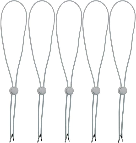 Tvoip Hat Chin Cord, Flexible Removable Hat Chin Strap with Spring Loaded Stop Cord Lock Set of 5