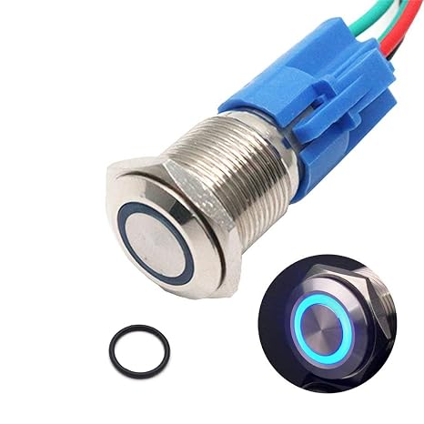 1Pc 110V-220V 3A Latching/Self-Locking Push Button Switch with Wire Connector Socket Plug for 16mm /0.63" Mounting Hole