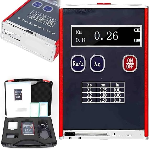 High Accuracy 0.01m Portable Roughness Gauge,Sur-face Roughness Tester,4 Testing Parameters Ra/Rq 0.05~15.0m,Rz/Rt 0.1~50.0m with Standard Calibration Block and Bracket