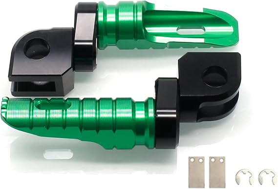 MZS Motorcycle Foot Pegs, Double Adjustable Front Rider Footpegs Footrest Rest Pedal Green Compatible with EX250 EX300 EX400 EX650 Z125 Z400 Z650 Z750 Z800 Z900 Z900RS Z1000 Z1000SX ZX6R ZX10R ZX14R