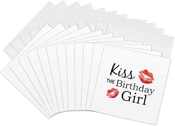 3dRose Greeting Cards - Kiss the Birthday Girl - funny partying humor - Bday party fun - humorous joke kisses - 12 Pack - Typography