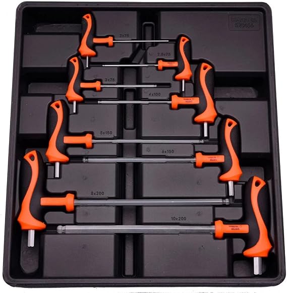 HARDEN Tools 8 Piece T Handle Allen Wrench Set Ball End Long Arm with Storage Tray Organiser