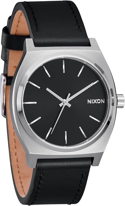 NIXON Time Teller A1373-100m Water Resistant Men's Analog Fashion Watch | (37mm Watch Face, 20mm-18mm Leather Band)