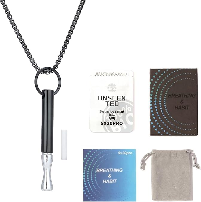 Breathing Necklace with Resistance,Breathe Free Necklace for Anxiety Relief, Relaxation, Focus, Mindful Breathing - Meditation Gifts for Women Men