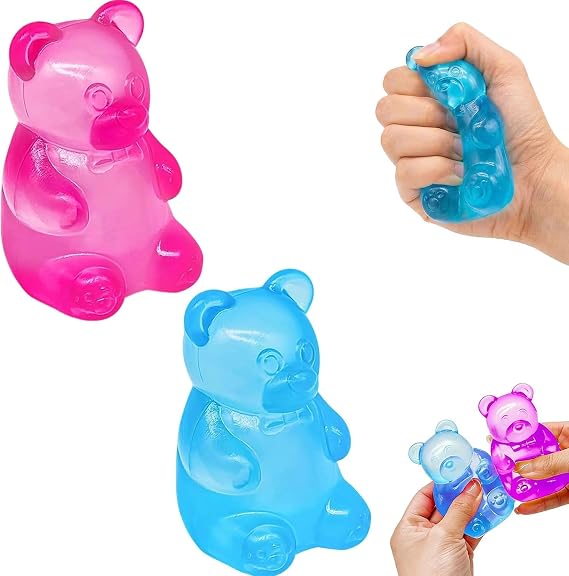 Sugar Bear Squishys 2PCS Colorful Bear Stress Fidget Squishys Toy Mystery Cute Soft Calming for Relaxation Boys Girls Home Office Classroom