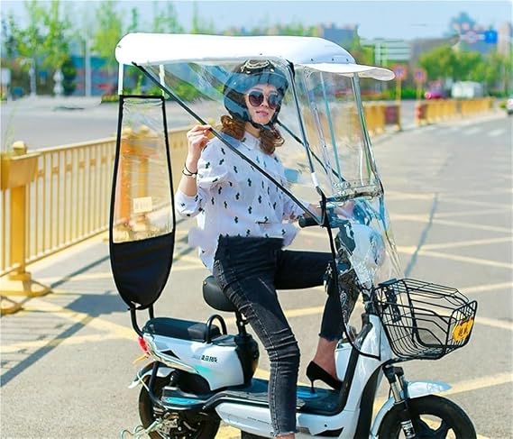 Mobility Scooter Rain Cover, Shade Canopy with Window, Metal Bracket Mobility Scooter Cover, for Motorcycles, and Mobility Scooters(White)