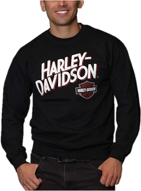 Harley-Davidson Men's Profound Poly-Blend Crew-Neck Pullover Fleece Sweatshirt
