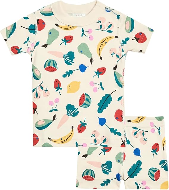 Hanna Andersson Women's HannaJams Print Short John Pajamas Set (Infant/Toddler/Little Kid/Big Kid), Veggies 2T One Size