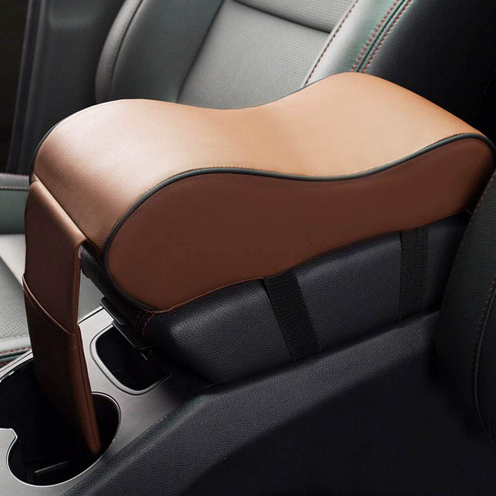 MeiBoAll Car Armrest Cushion,Memory Foam Car Armrest Pad,Auto Center Console Armrest Pillow with Phone Holder Storage Bag Universal Fit for Most Car