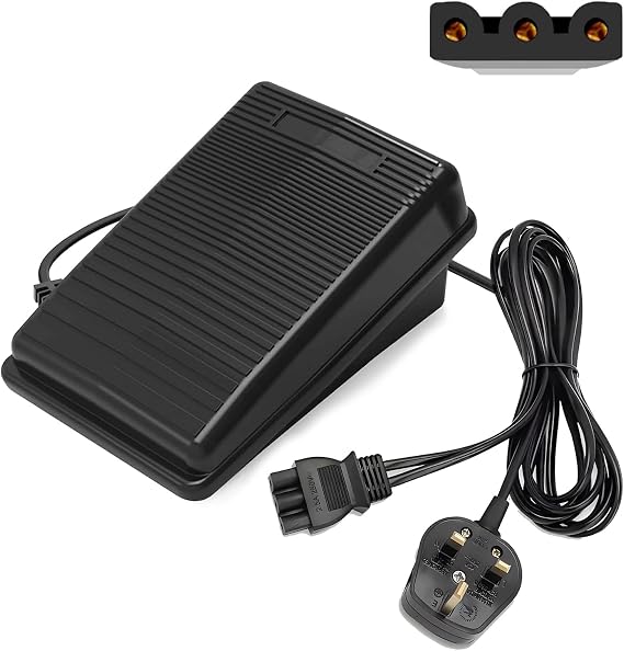 Foot Control Pedal for 220V UK Plug, Anti-Slip Sewing Machine Foot Pedal, Sewing Control Pedals for Sewing Tailoring Textile Machines, Embroidery Controller Replacement (Black)