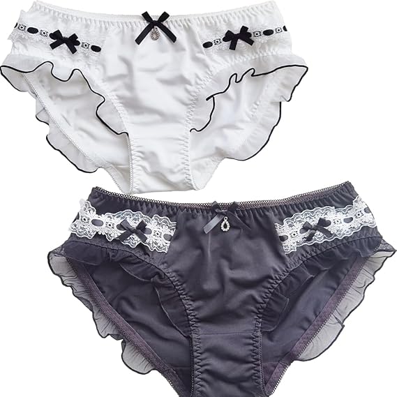 Japanese Lolita Bikini Panties Anime Frill Briefs Underwear for Women Maid Lingerie Panty