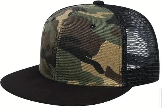 Camouflage Snapback Camper hat Trucker Adjustable Mesh Back Cap for Men & Women, Classic Camo Baseball Style, Breathable & Lightweight camo Trucker Hats for Men