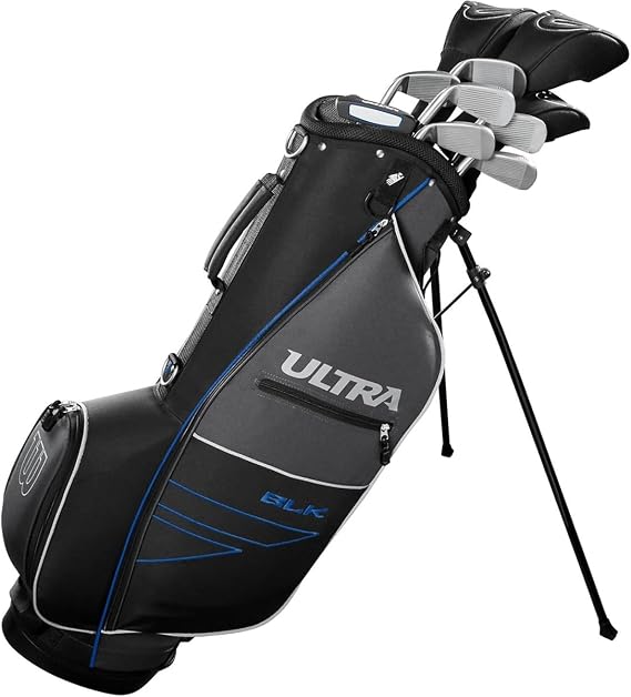Wilson Men's Ultra BLK Complete Golf Club Set with Carry Bag | Oversized Driver, #3 Fairway Wood, #4 Hybrid, 5-9 Irons, Pitching Wedge, Putter, Carry Bag & Head Covers | Left Handed