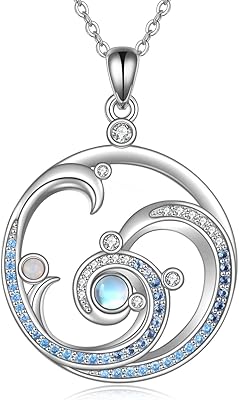 YFN Wave Necklace Sterling Silver Ocean Wave Pendant Necklace Beach Jewelry for Women Gifts