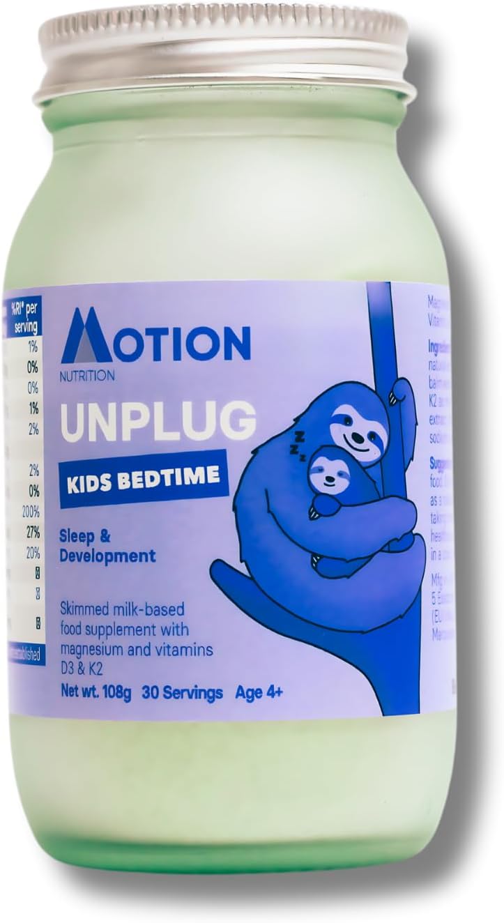 Motion Nutrition Unplug Kids Bedtime 108g | Calming Kids Drink Full of Nutrients for a Restorative Night | Carefully Formulated To Aid Your Child's Sleep & Development | NEW FORMULA