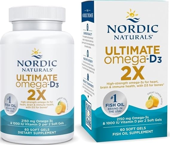 Nordic Naturals Ultimate Omega 2X w/Vitamin D3, 2150mg EPA+DHA - 60 Count