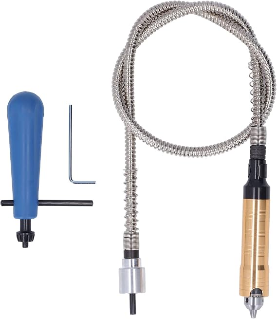 Flex Shaft Extension Chuck, Flexible Drill Cable Tool, Electric Accessories, for Foredom Polish Grinding, Engrave Carve with Stepless Speed Foot Pedal