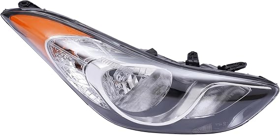 Halogen Headlight Assembly for Hyundai Elantra 2011 2012 2013 Right Passenger Side Front Head Lamp Replacement Clear Lens Black Housing 92102-3Y000 HY2503161 (Right Passenger Side)