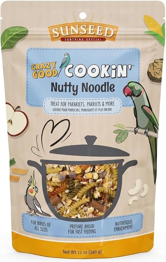 Sunseed Crazy Good Cookin Bird Treat, 12 Ounces, Nutty Noodle with Pineapple and Apricot, Brown, 12 OZ (BCI-079816)
