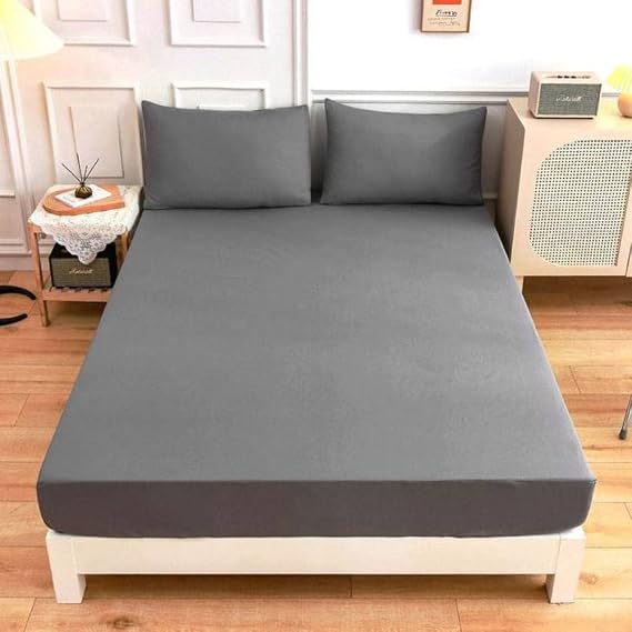 Soft Fitted sheet With Elastic Band solid Bed Sheet Fade Stain and Abrasion Resistant Sheets Single double bed set,Grey,120 x 200 m