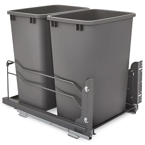 Rev-A-Shelf Double Pullout Trash Can w/Soft-Close Slides, 14.5" Min Opening
