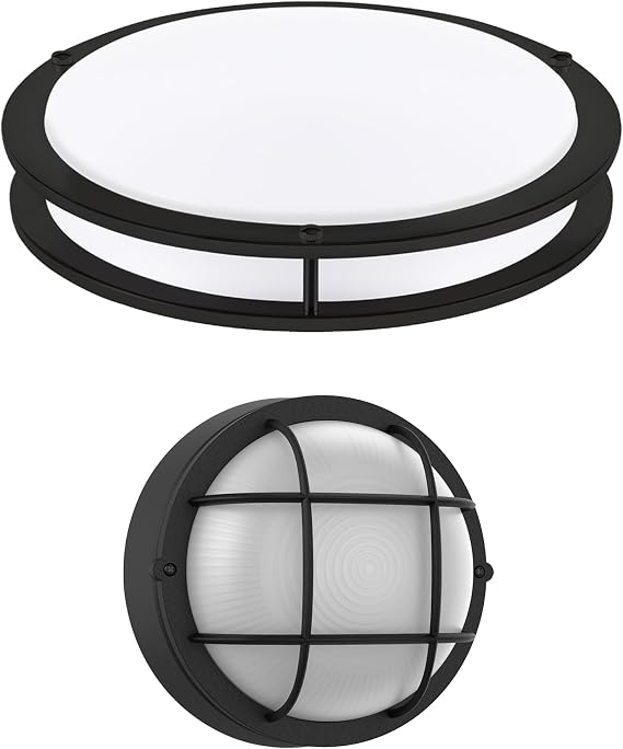 1 Pack 16 inch Black Ceiling Light and 1 Pack Black Bulkhead LED Light