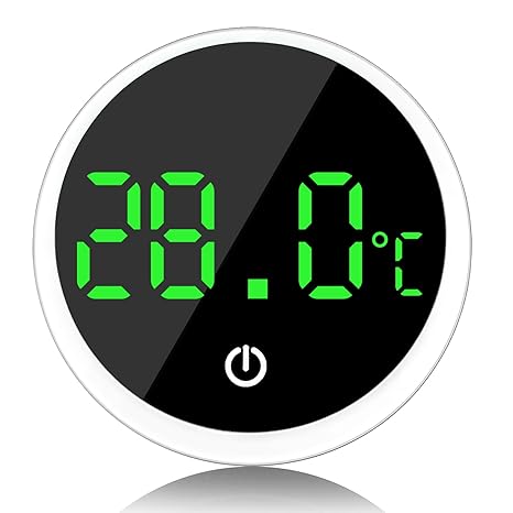 Fish Tank Thermometer, Digital Aquarium Thermometer Tropical (White) | Wireless Touch Stick-on Temperature Gauge LED Display ±1°C Aquarium Accessories for Turtle Reptile Monitoring Temperature