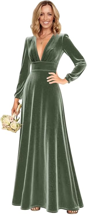 Maxianever Long Velvet Dresses for Women | A-Line Fall and Winter Maxi Dress