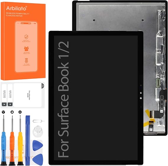 Screen for Microsoft Surface Book 1 Screen Replacement 1703,1704,1705,1706 LCD Screen for Surface Book 2 Touch Display Digitizer Assembly 1803,1804,1805,1806 Repair Parts(Black)