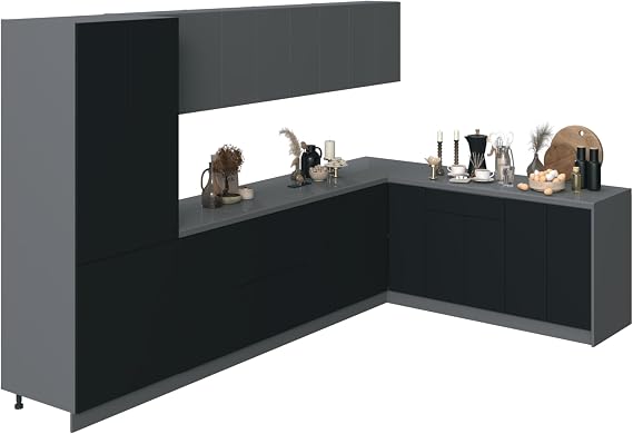 Kitchen Prestige Collection Black & Gray Color Base Size 11Ft Wide