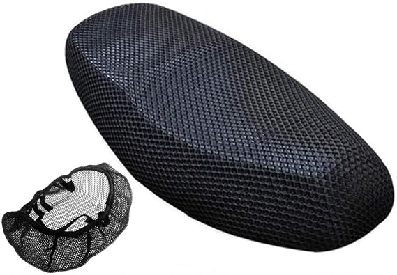 Motorcycle Scooter Moped Seat Cover Cap Breathable Net Cushion 3D Spacer Mesh Fabric with Bouncy, Black