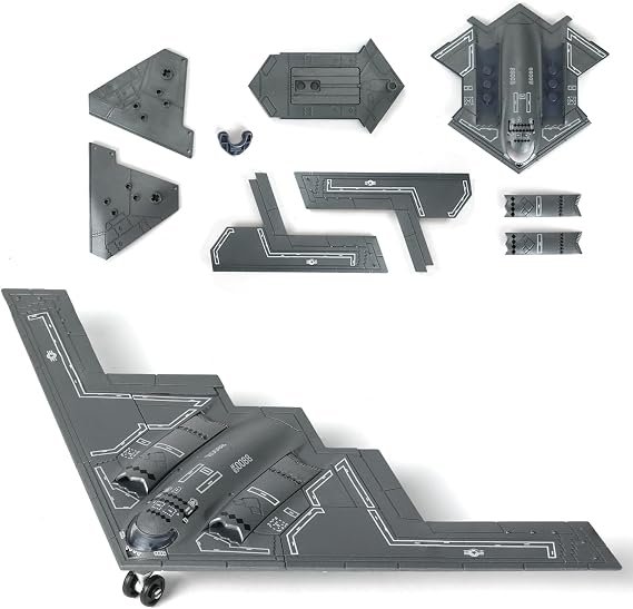 SEBUNAS 1/200 Scale Quick Build B-2 Spirit Military Aircraft Toy Model USAF Stealth Strategic Heavy Bomber Plastic Building Airplane Model Kit for Gift and Collection (26 Pieces)