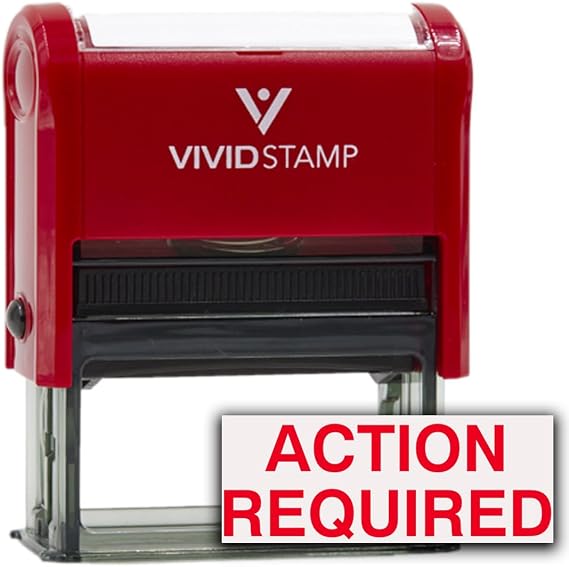 Action Required Office Self Inking Rubber Stamp (Red Ink) - Large