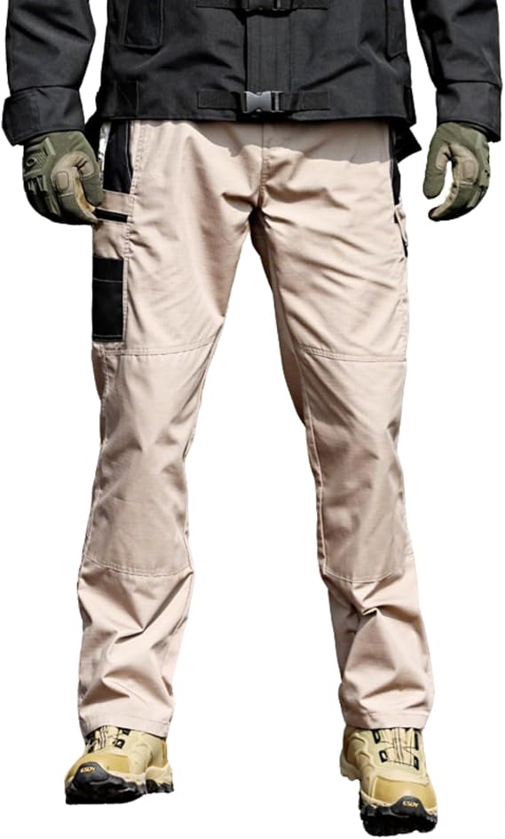 Men's Tactical Pants for Outdoor Work & Hiking, Water-Resistant Ripstop Cargo Pants with Multi-Pockets