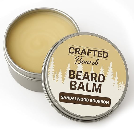 Beard Balm - Sandalwood Bourbon - 2oz Tin - Beard Wax - Light Hold - SB