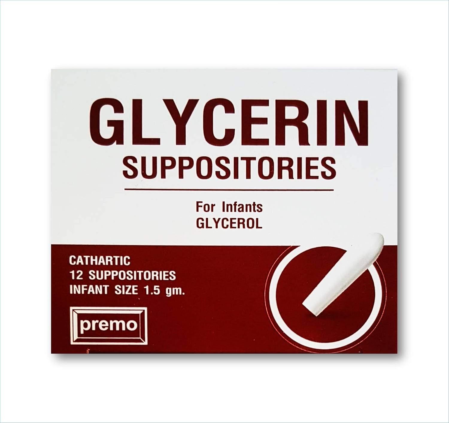 Glycerin Suppositories in Foils New Look by Premo Infant Size 1.5 Gm. X 12 Suppositories Convenient for Infant Occasional Laxative Apply in a Newborn, Firm Stools Less Than Once a Day