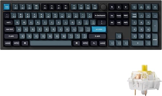Keychron Q6 Pro Full Aluminum QMK/VIA Custom Wireless Bluetooth/USB-C Mechanical Keyboard, Full Size 108-Key Programmable Knob RGB Backlit Hot-Swappable Banana Switch for Mac Windows Linux-Black