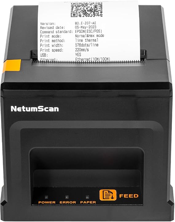 NetumScan USB POS Receipt Printer, 80mm Thermal Receipt Printer with Auto Cutter Cash Drawer, 300mm/s, Support Windows/Mac/Linux, Restaurant Kitchen Printer for ESC/POS(Only USB Interface) 8360