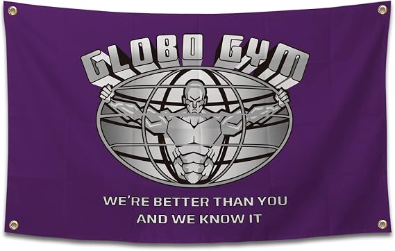 Globo Gym Flag Banner Funny Poster Durable Man Cave Wall tapestry with Brass Grommets 3x5 Feet Flag for Home, Office, Outdoor, Indoor, Sports, Events