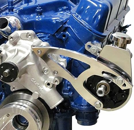 Power Steering Bracket for Ford Small Block 289, 302, 351W Saginaw Pump - Polished Aluminum