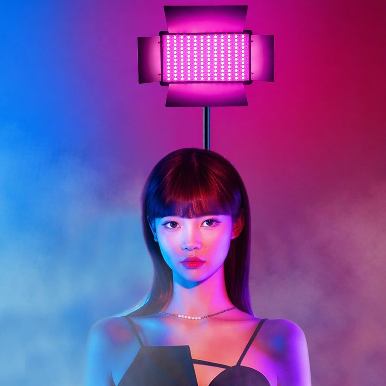 Coverzone 15cm x 8cm RGB LED Video Işığı Ayarlanabilir 3200-6500K CRI95+ Fotoğraf Video Işık Paneli Prizden Çalışan Kamera Işığı 1/4 Hot Shoe Uyumlu Tripod Telefon Canlı Yayın Işığı | Led 300 RGB