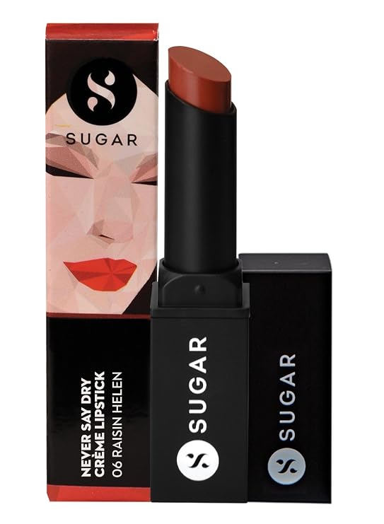 SUGAR Cosmetics Never Say Dry Creme Lipstick 06 Raisin Helen (Rose Brown), 3.5 g