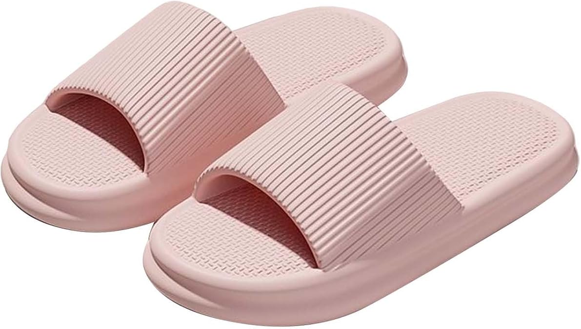 Non Slip Shower Bathroom Slippers for Women Men Open-toe Bath Slide Ladies Lightweight Sandals Indoor Bath Slipper House Shoes Pool Beach